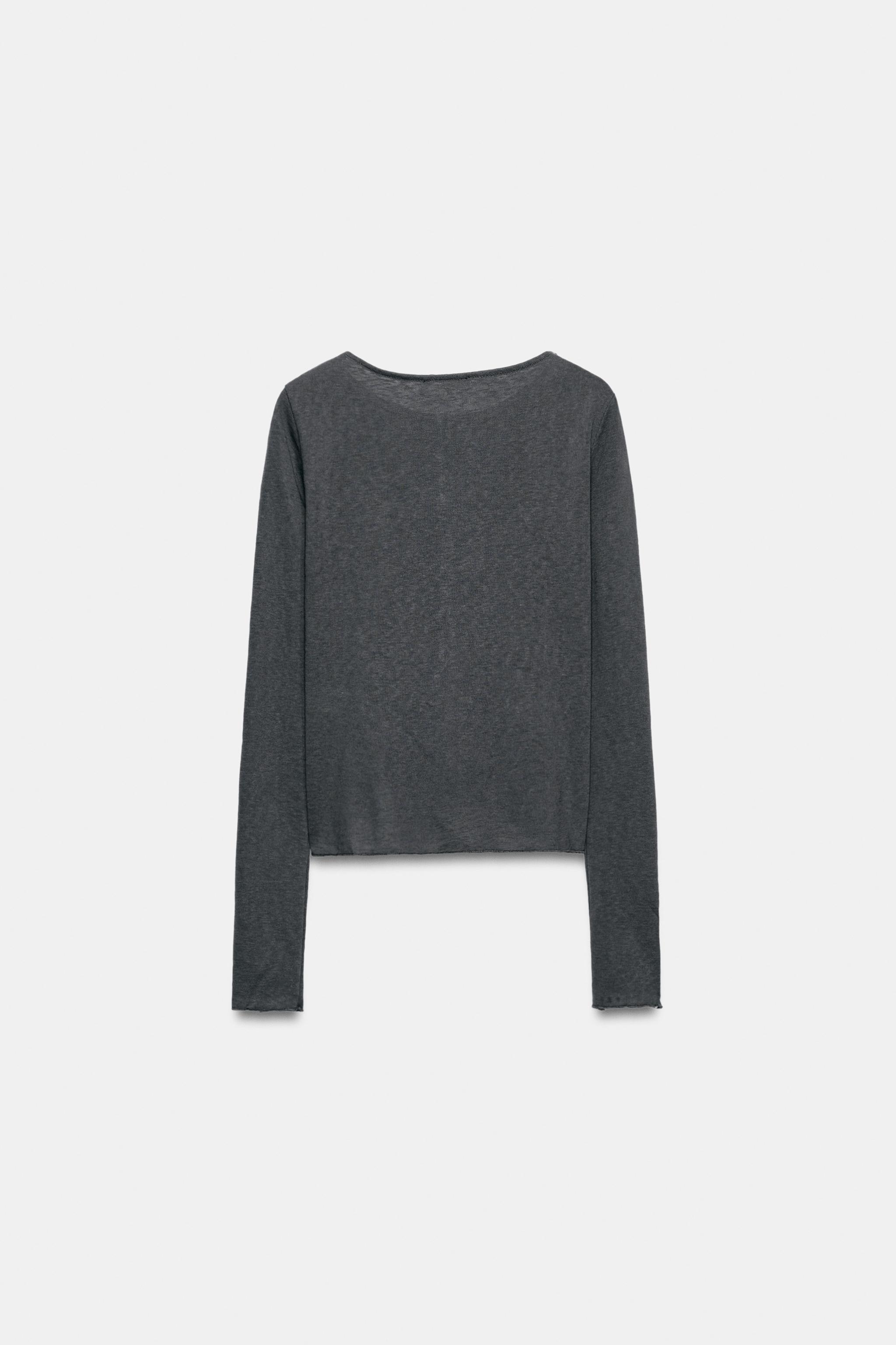 Женские футболки Zara RUSTIC BUTTON-UP T-SHIRT — фото 7