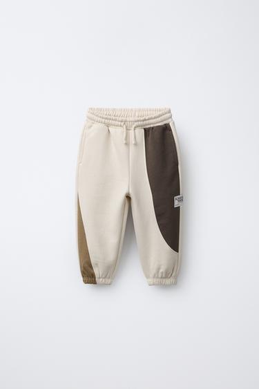 Zara JOGGER PANTALONE U BLOK BOJAMA SA ETIKETOM – svetlobež