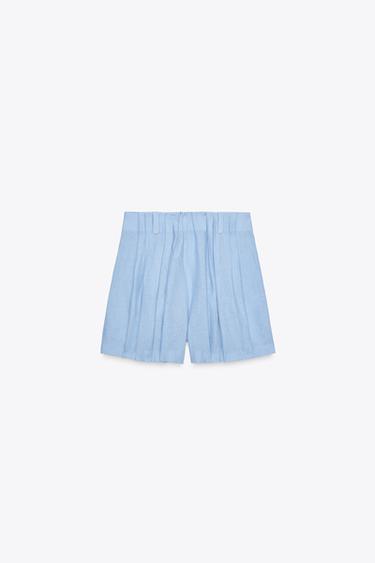 SHORTS LIN 100% ZW COLLECTION - Bleu clair de Zara - Image 11
