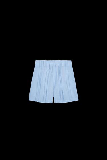 100% LINEN SHORTS ZW COLLECTION - Light blue by Zara