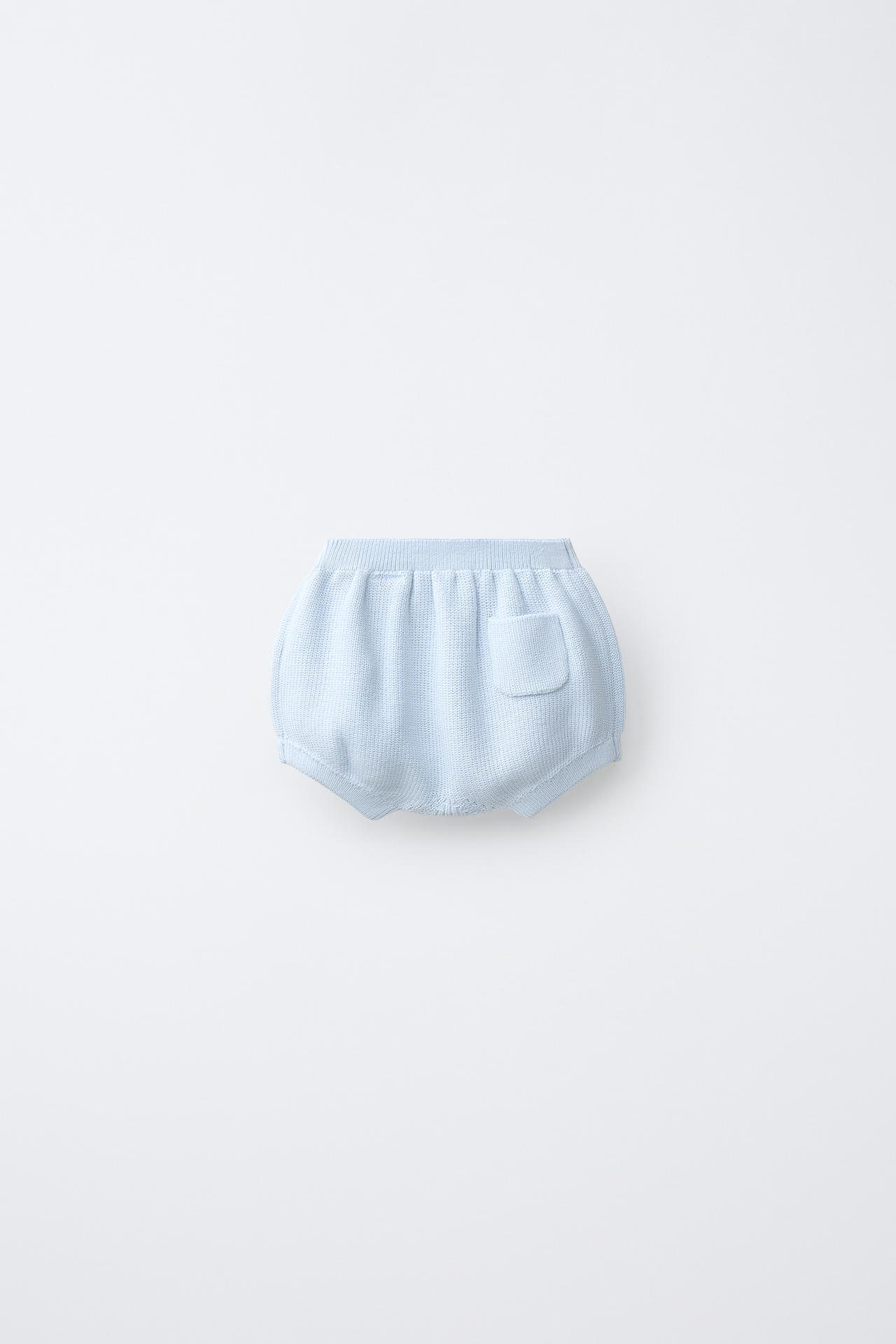POCKET KNIT BLOOMERS — Light blue