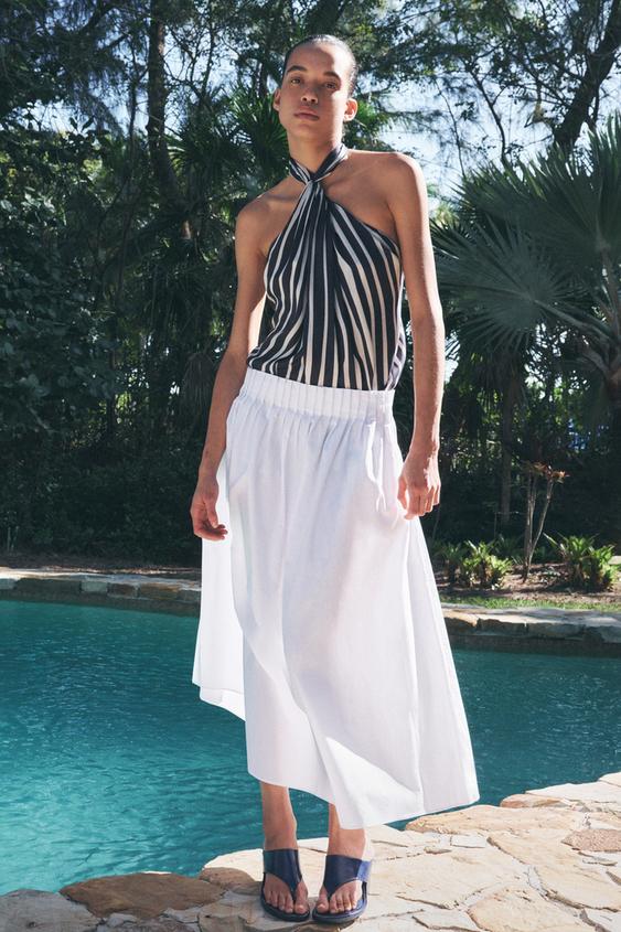 JUPE MIDI EN POPELINE ZW COLLECTION