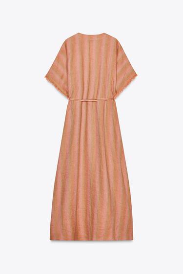 KAFTAN 100 % LIN RAYURES ZW COLLECTION - Multicolore de Zara - Image 6