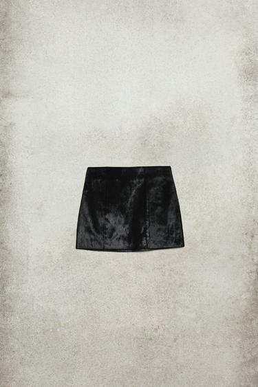 LEATHER AND SHEEPSKIN SHORT SKIRT LUDOVIC DE SAINT SERNIN x ZARA - Black by Zara