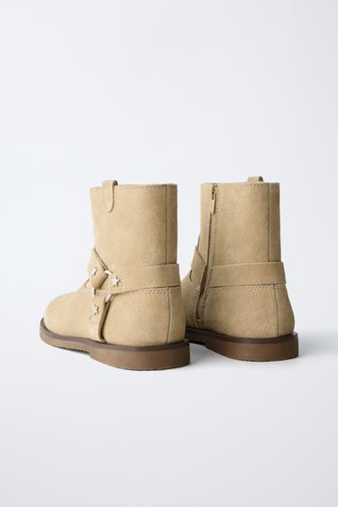 BOTTES BIKER EN CUIR - Marron sable de Zara - Image 4