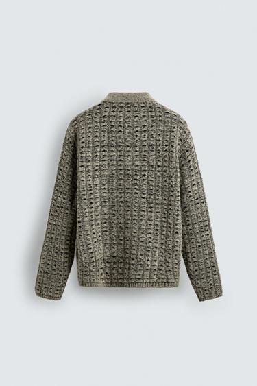 GILET EN MAILLE STRUCTURÉE - Crème de Zara - Image 7