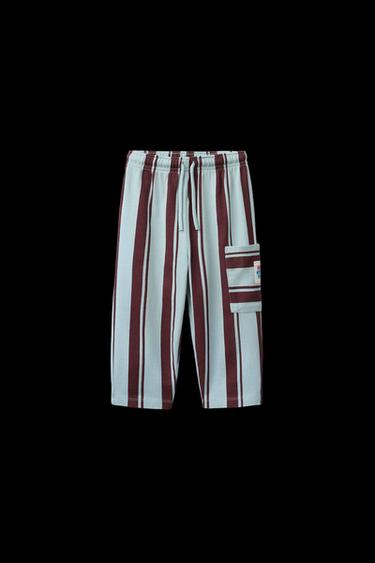 PANTALÓN CARGO RAYAS - Azul claro de Zara - Imagen 0