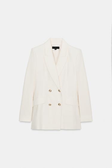 DOUBLE-BREASTED LINEN BLEND BLAZER - Ecru by Zara
