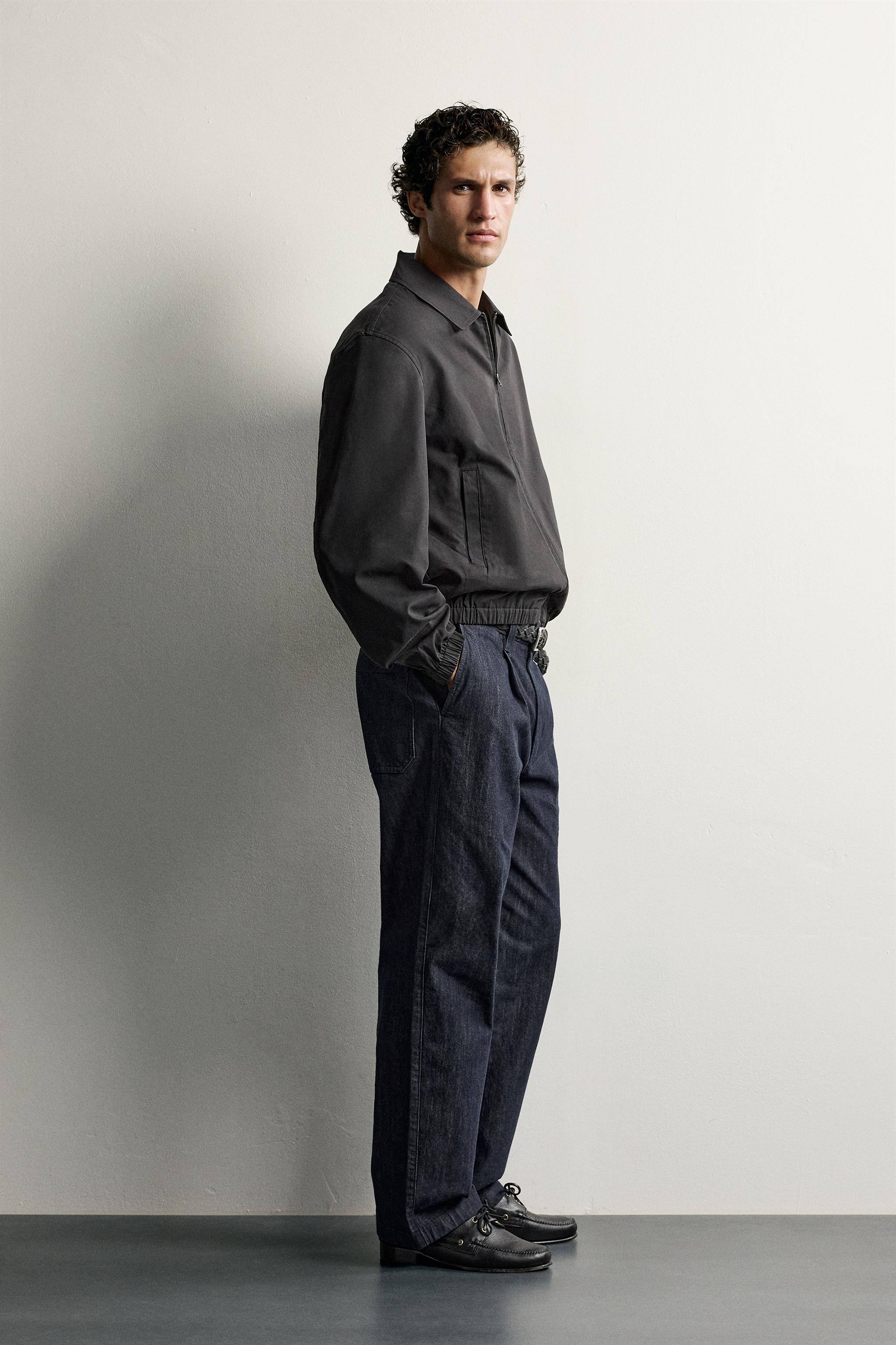 PLEATED DENIM CHINO PANTS