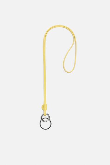 LEATHER PENDANT KEYRING - Yellow by Zara - Image 0