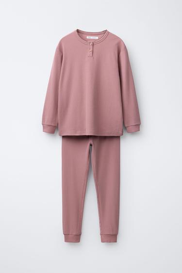 AGES 6-14 / PLAIN RIBBED PYJAMAS - Pink by Zara