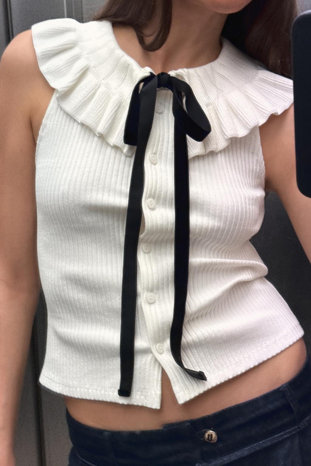 TOP COL TRICOT NŒUD