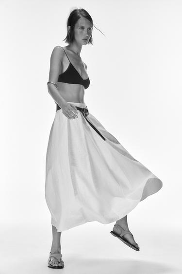 FALDA CAPA CINTURÓN - Blanco de Zara