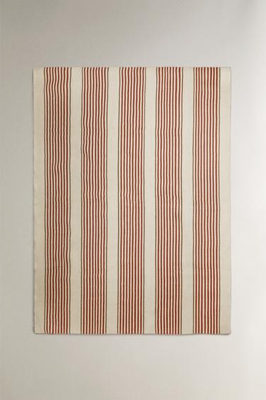 STRIPED COTTON AND JUTE RUG - Red by Zara - Image 1