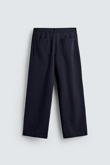 RELAXED FIT FLOWING TROUSERS - Navy blue by Zara - Image 6