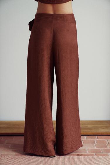 PANTALON PARÉO NŒUD - brique foncée de Zara - Image 3