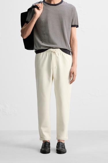 EASY CARE JOGGER WAIST TROUSERS - Mid-ecru by Zara