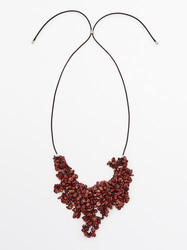 Zara Leather cord stone necklace - Orange