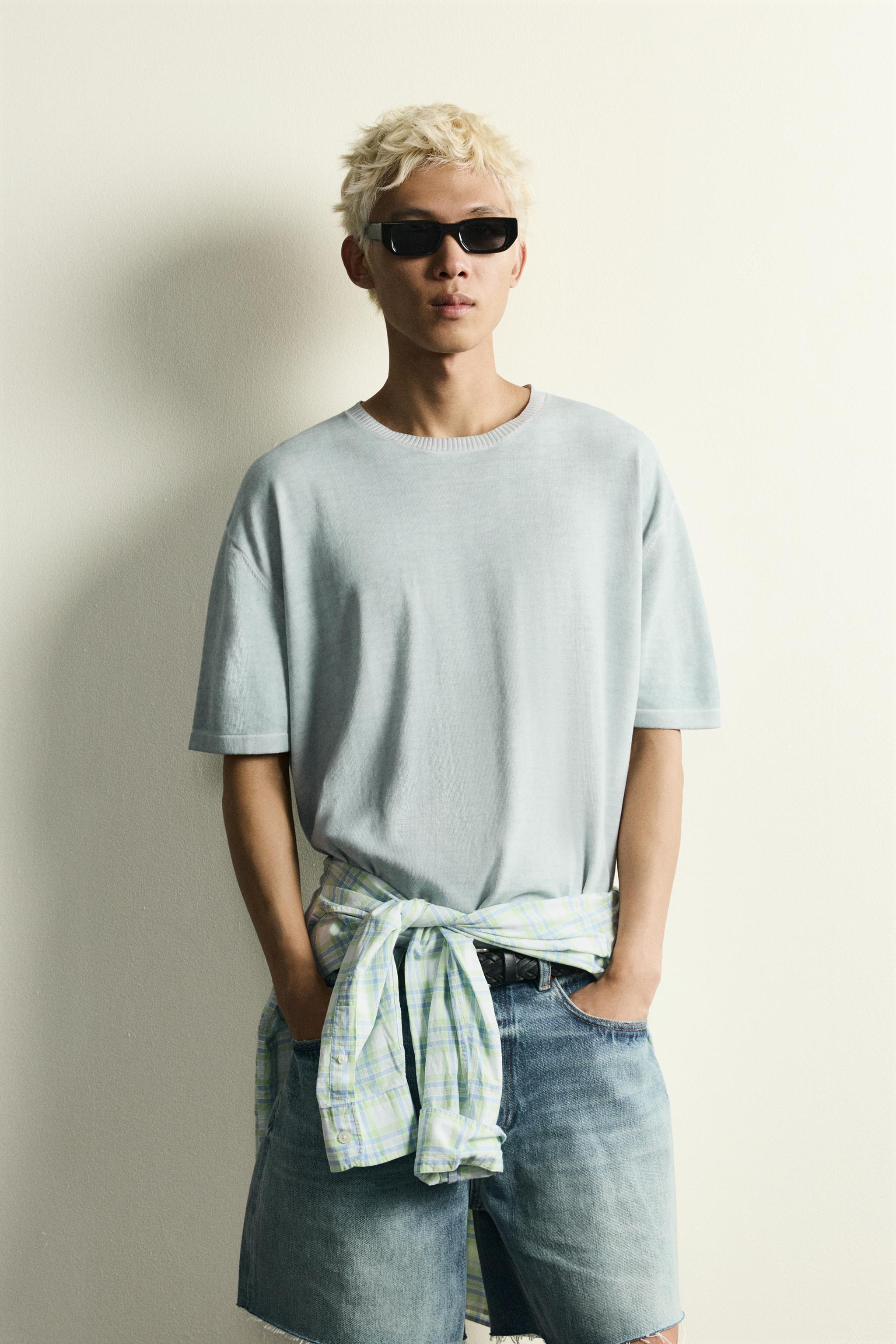 WASHED EFFECT KNIT T-SHIRT