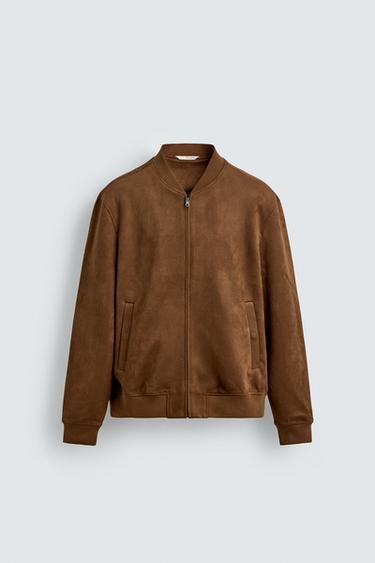 JAQUETA BOMBER COM EFEITO SUEDE - Caramelo da Zara