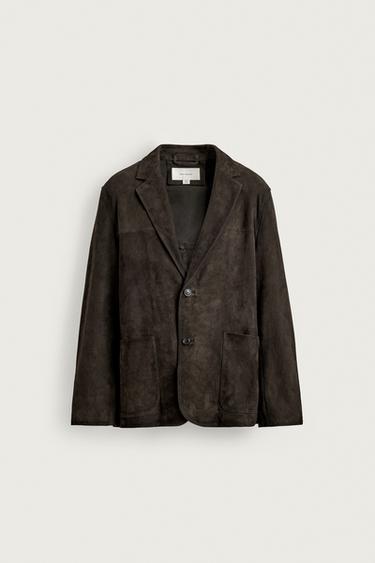 ORIGINS SUEDE LEATHER BLAZER - Taupe grey by Zara