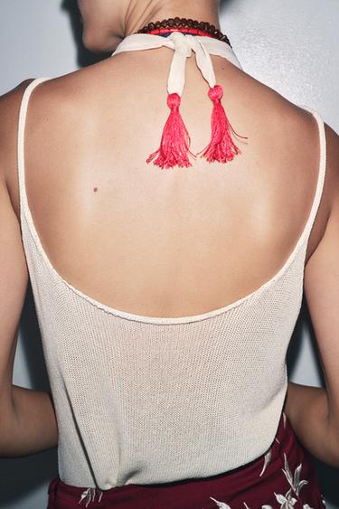 KNITTED STRAPPY TOP - Ecru by Zara - Image 2
