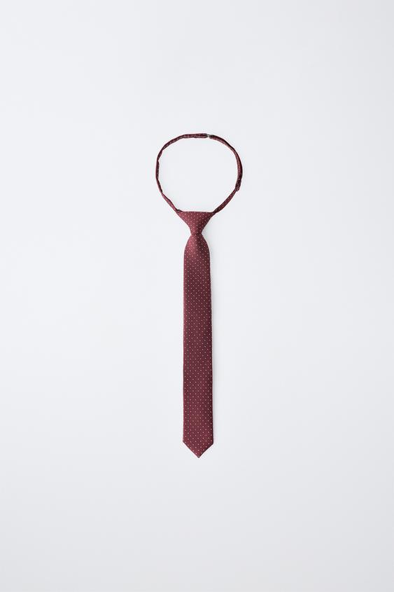 CORBATA ESTAMPADO TOPOS - Burdeos de Zara - Imagen 0