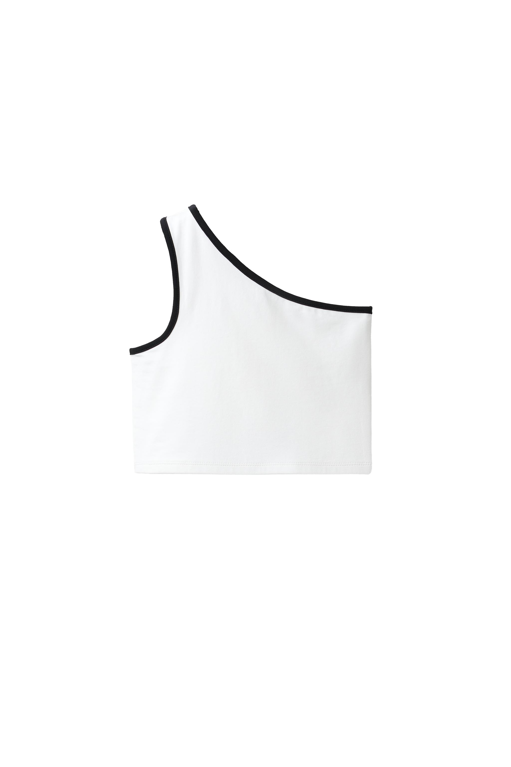ASYMMETRIC CONTRAST TRIM TOP - White | ZARA United States