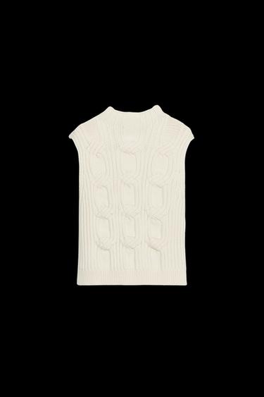 TOP CHALECO PUNTO CABLES - Crudo de Zara