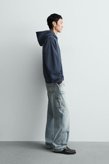 WASHED PRINTED SLOGAN HOODIE - Blue by Zara - Image 3