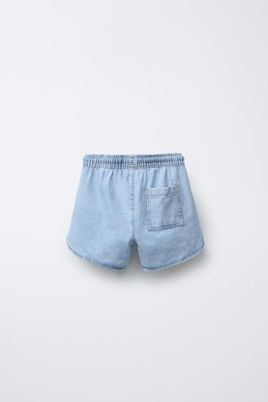 DRAWSTRING DENIM BERMUDA SHORTS - Light blue by Zara - Image 1