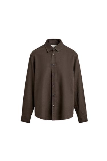 CAMISA REGULAR FIT CÁÑAMO - ALGODÓN - Marrón de Zara