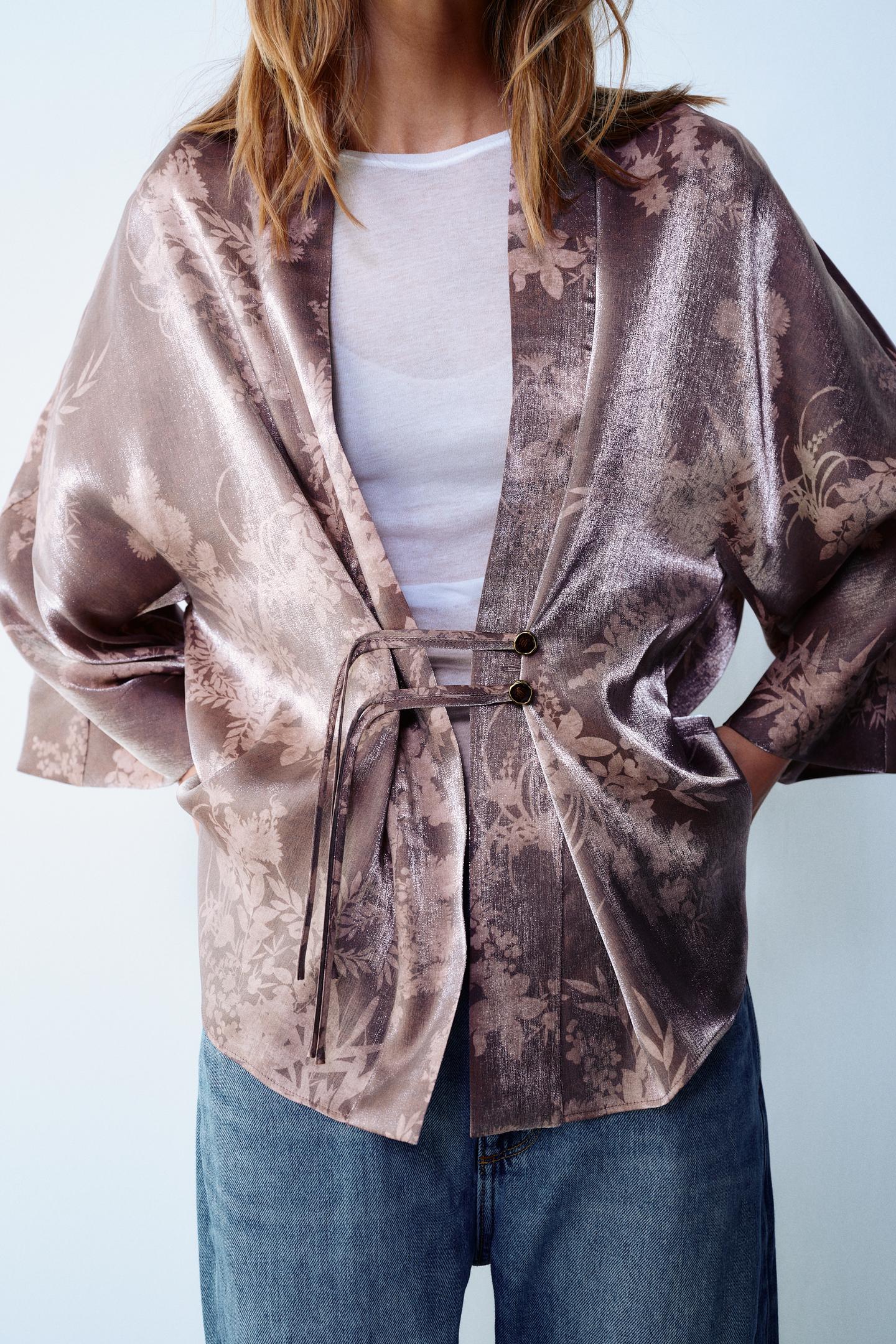 Женская рубашка Zara Printed Wide-Sleeve, цвет: Разноцветный — фото 4