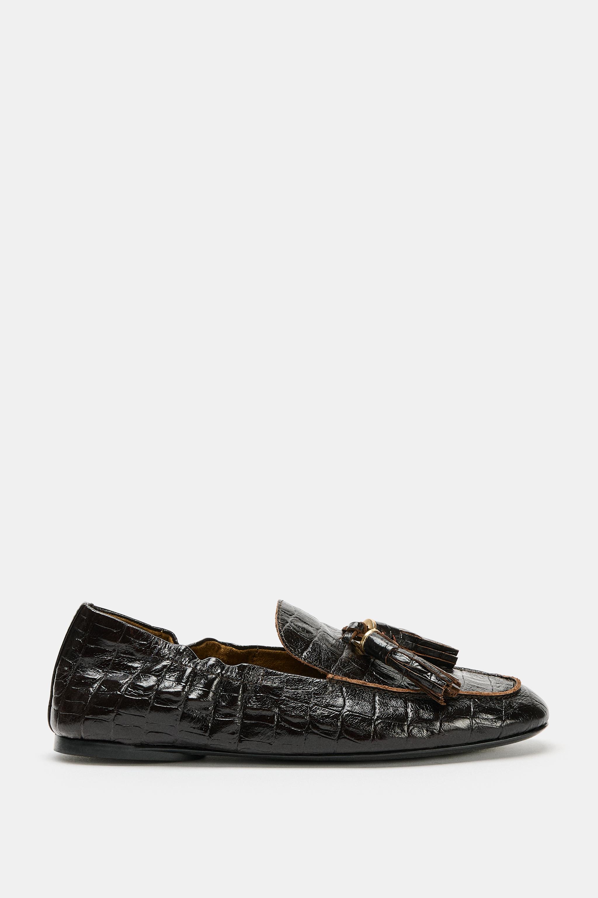 PRINTED LEATHER LOAFERS