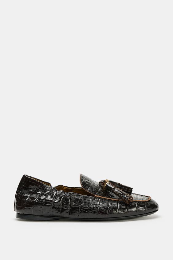 MOCASSINS EN CUIR IMPRIMÉ - Marron de Zara - Image 6