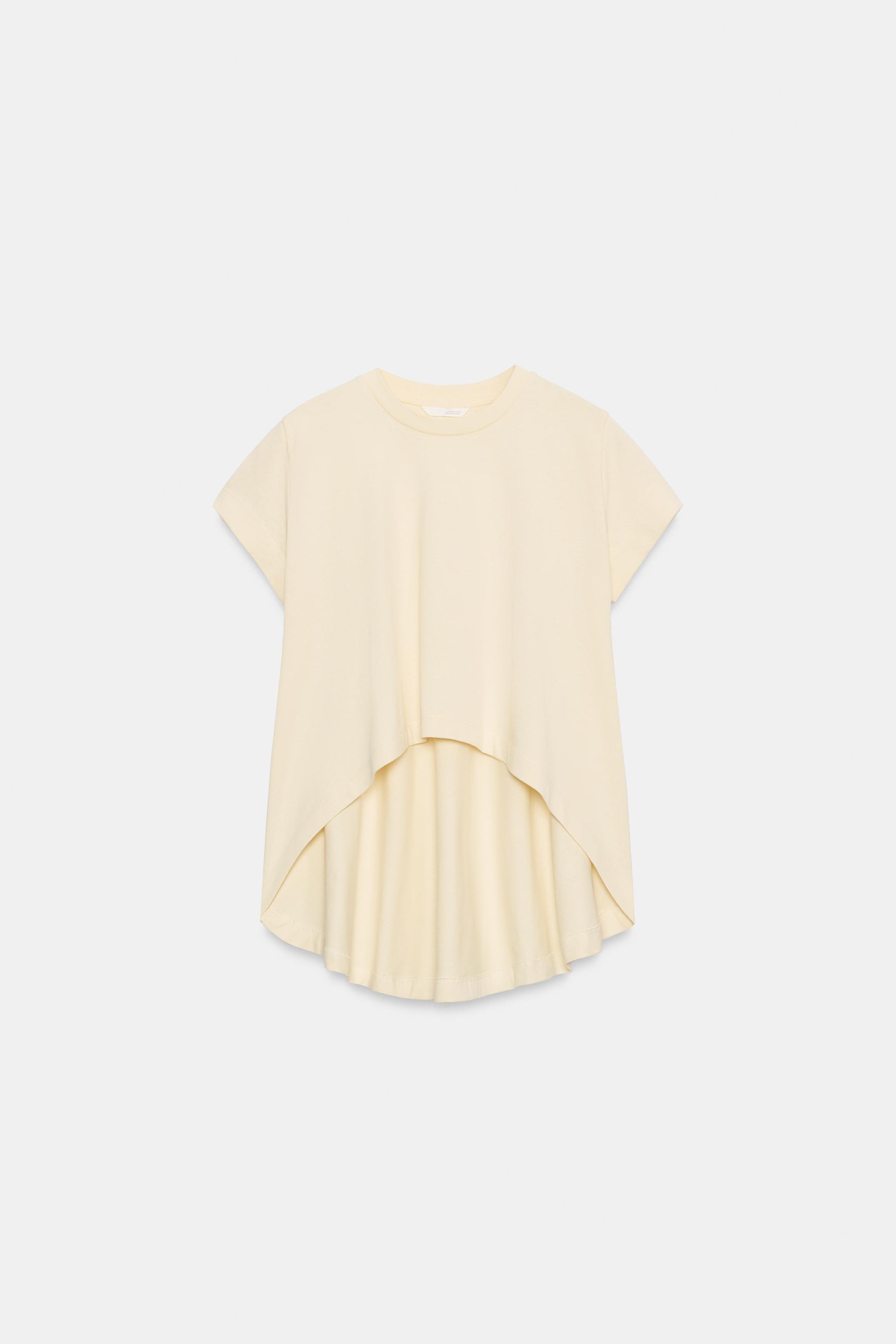 Женские футболки Zara ASYMMETRIC COTTON T-SHIRT — фото 6