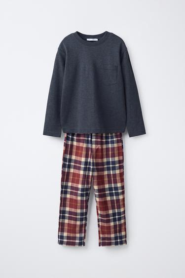 6-14 YEARS/ WARM CHECK PYJAMAS - Brown-Blue by Zara
