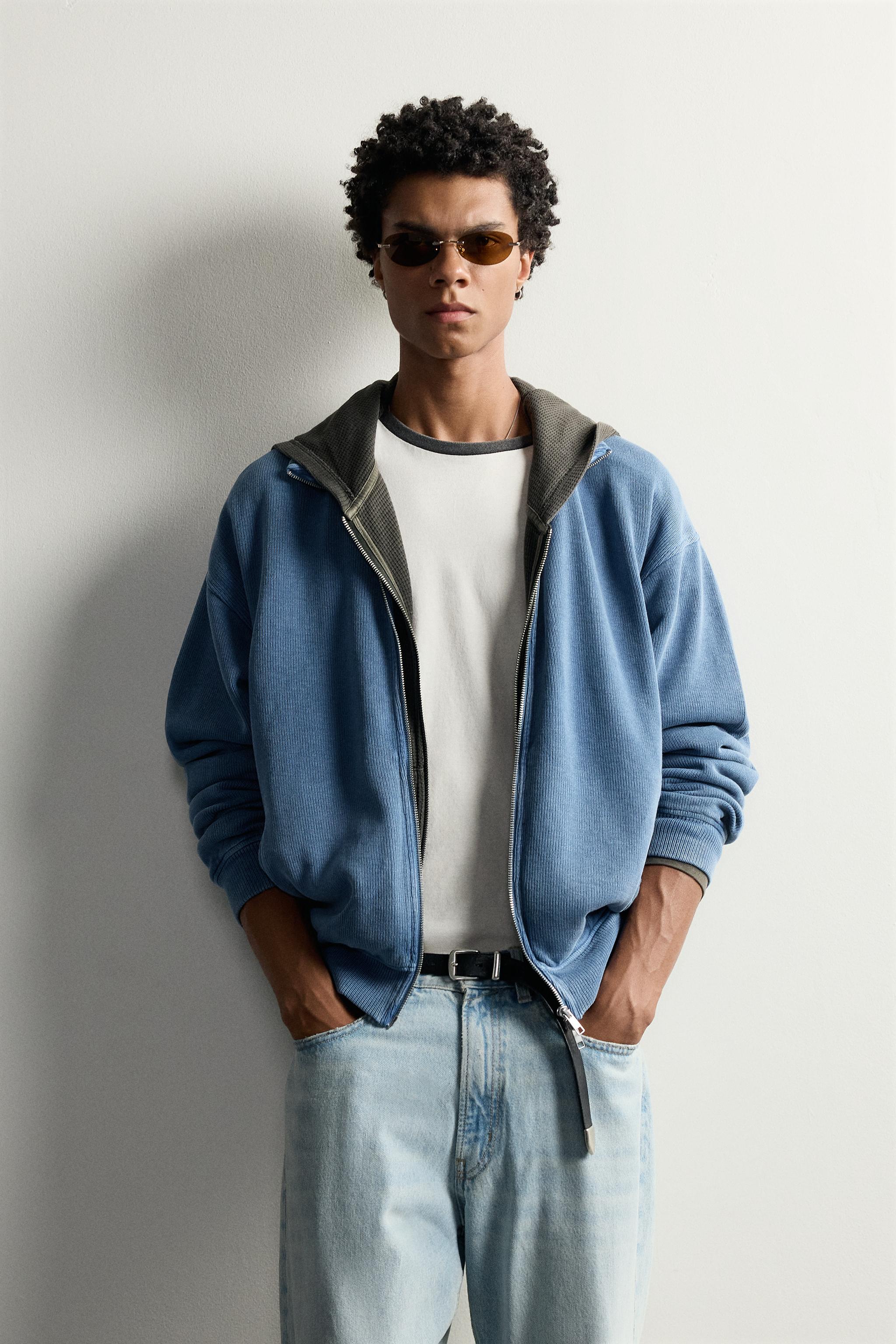 WASHED RIBBED ZIP-UP JACKET