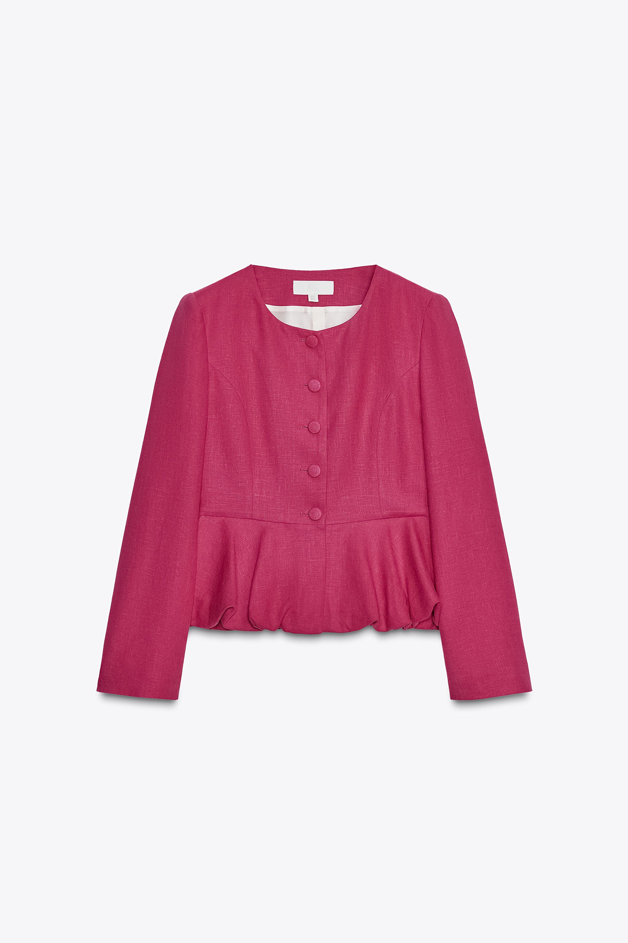 LINEN PEPLUM BLAZER - Fuchsia | ZARA United States