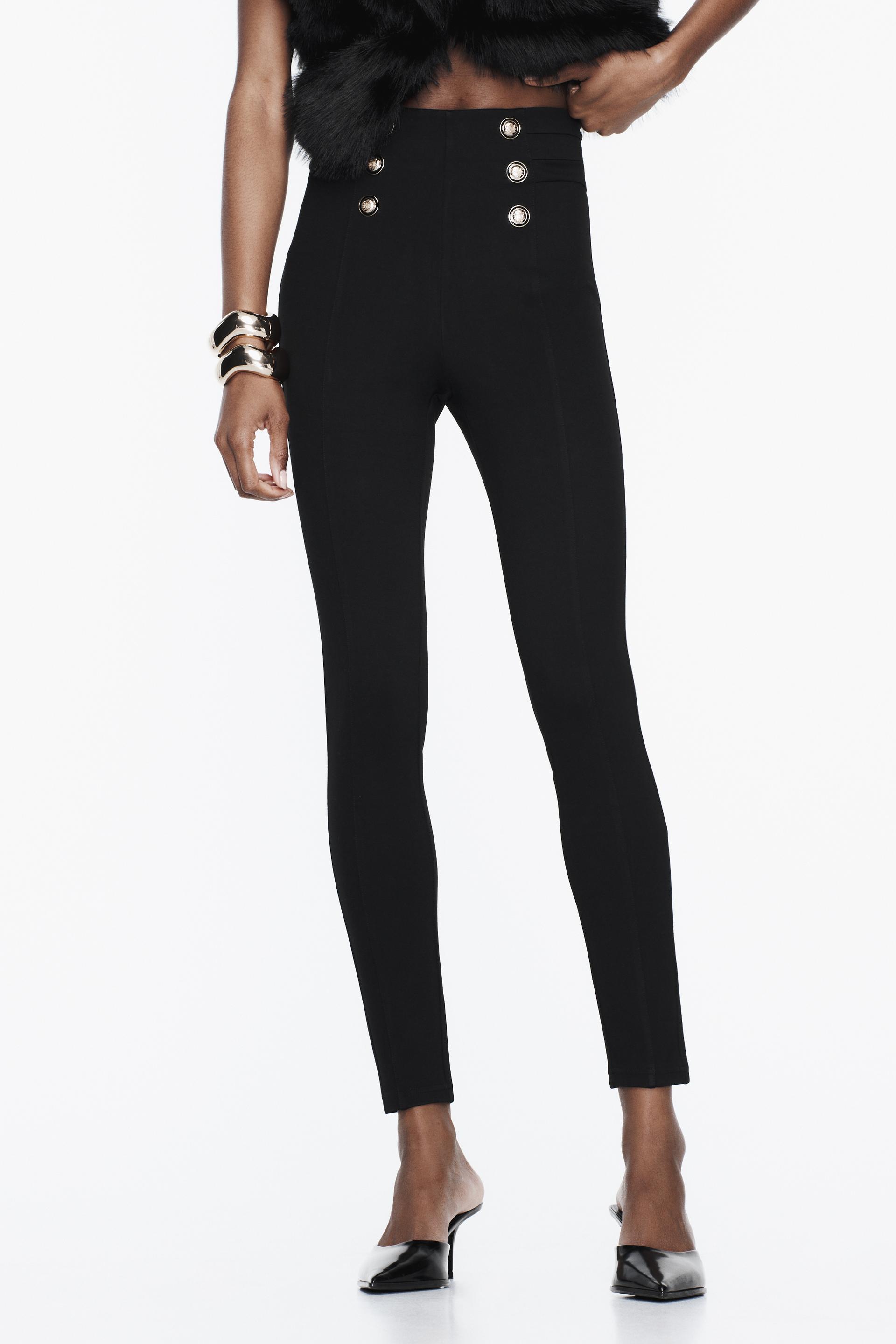 Zara Womens Faux Leather Leggings Black Size Small High Waist Vegan NWT  4387/260