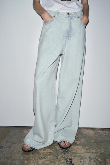 ZW COLLECTION HIGH-WAIST PALAZZO JEANS - Light blue by Zara