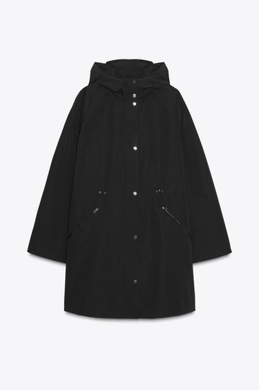 VESTE LONGUE À CAPUCHE - Noir de Zara - Image 6