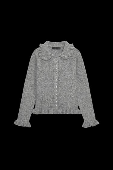 STRICKJACKE MIT VOLANT - Grau von Zara