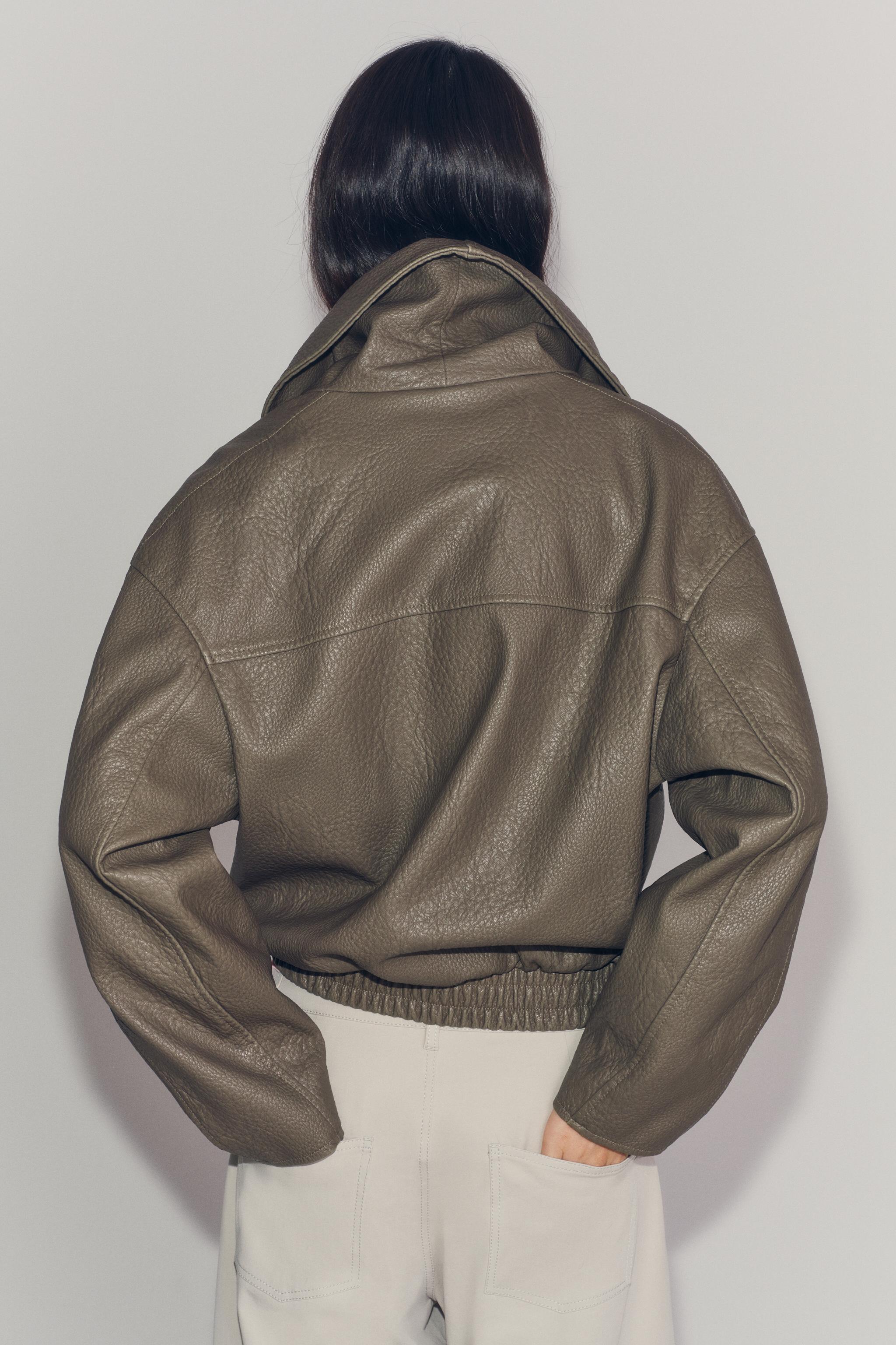 Zara ZW COLLECTION SUNİ DERİ KRUVAZE CEKET görsel 4