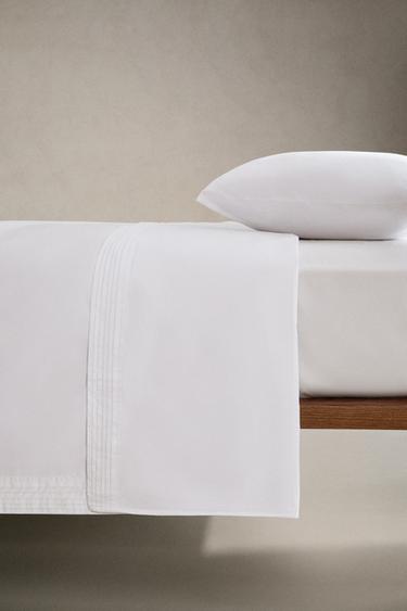 HOUSSE DE COUETTE COTON SATIN PLISSÉ (400 FILS) - Blanc de Zara