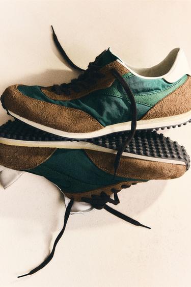 BASKETS STYLE RÉTRO - Vert de Zara