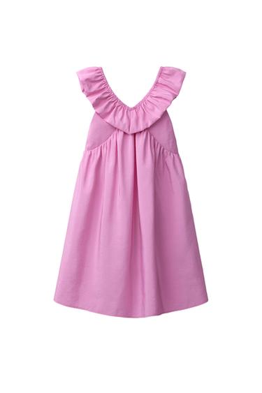 VESTIDO VOLANTE TAFETA - Rosa flúor de Zara