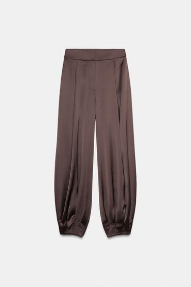 SATIN BLOOMER TROUSERS - Brown by Zara - Image 0