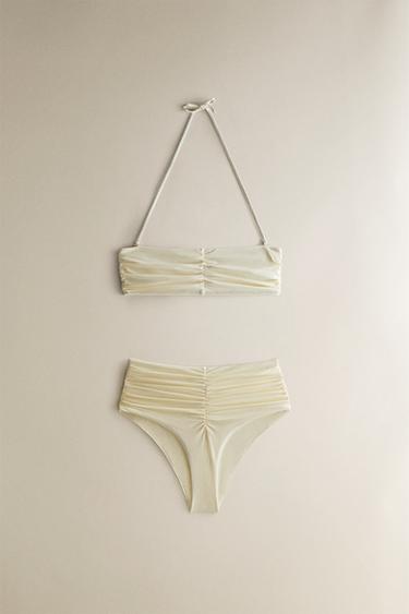 GATHERED BEACH BIKINI TOP - Ecru by Zara - Image 3