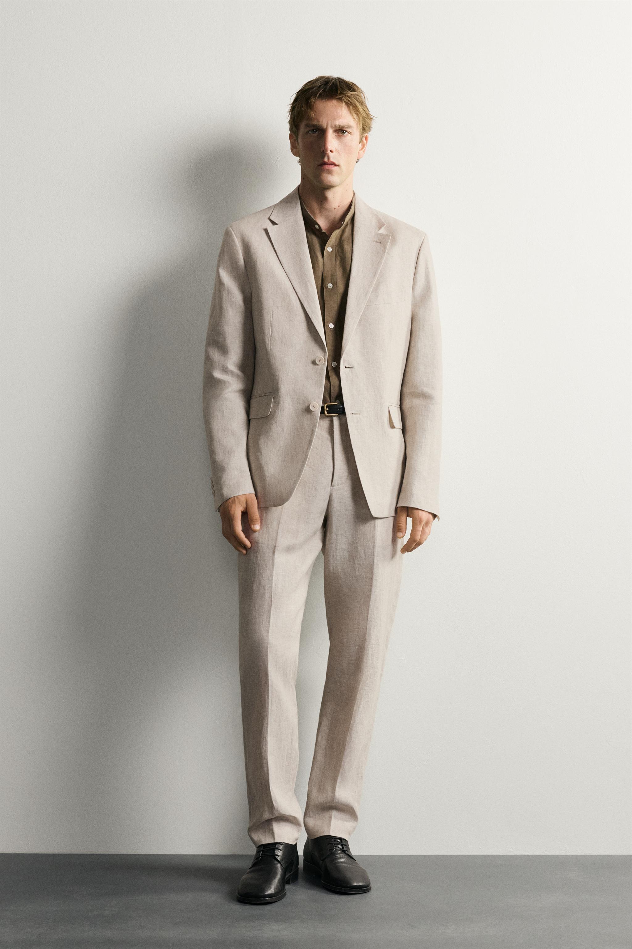 Мужские брюки Zara 100% LINEN SUIT PANTS